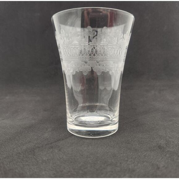 Vintage Fostoria Etched Large Cloverleaf Flair 6 oz. Juice Glass Heavy Base Boho - Picture 5 of 12